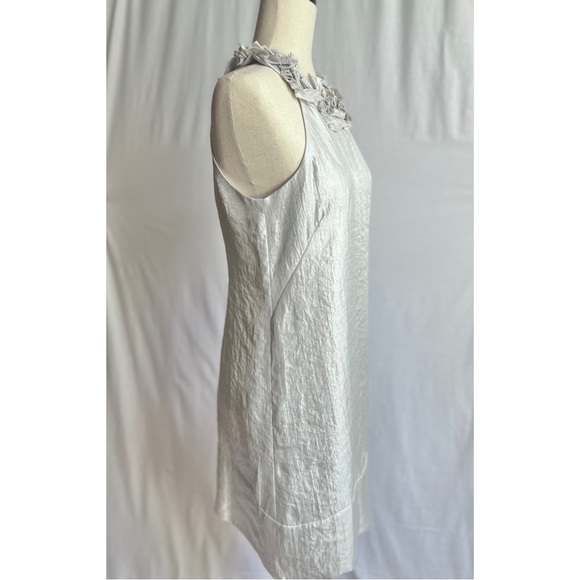 NWT London Times Silver Metallic Cocktail Dress - Size 8 - Picture 2 of 9
